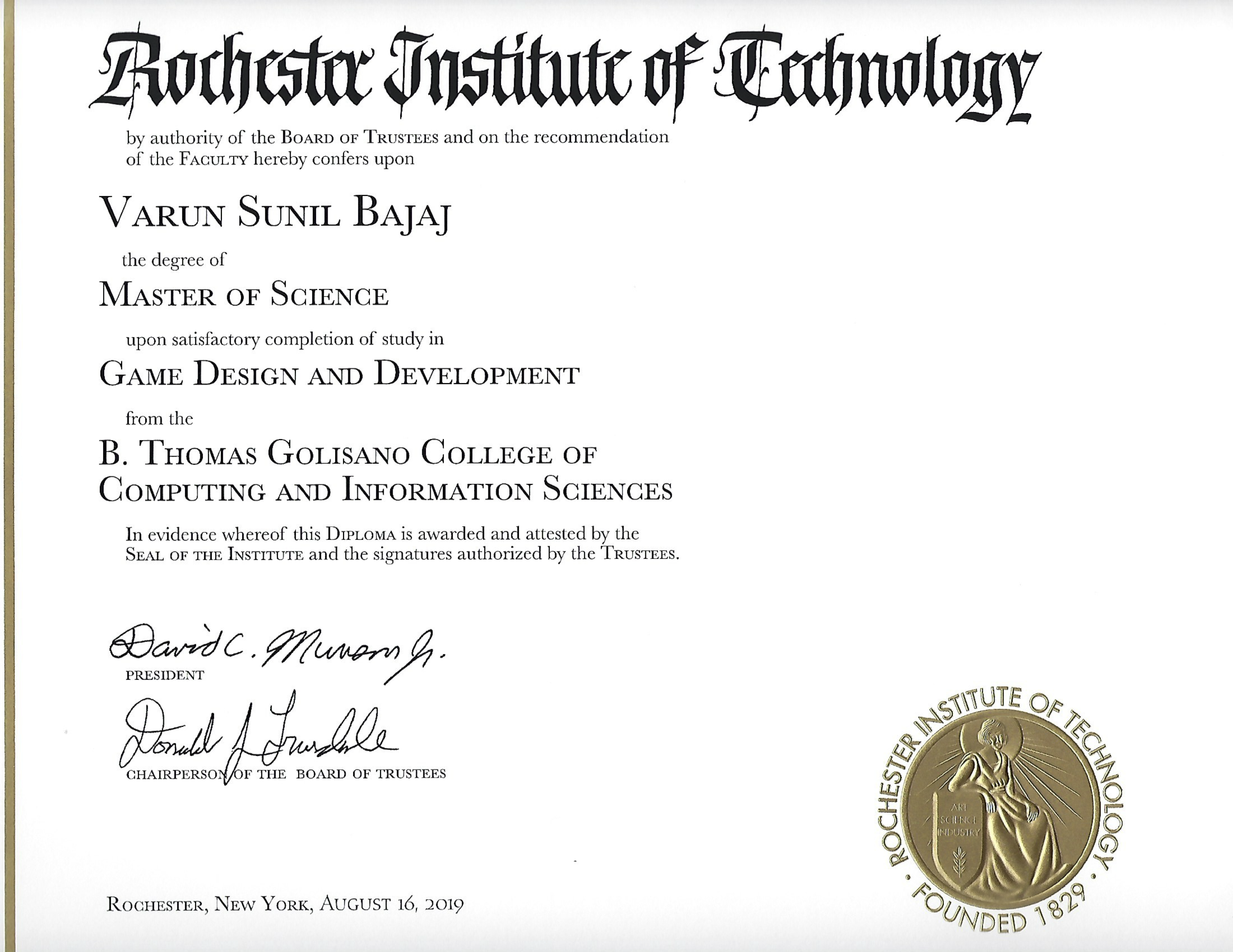 RIT Certificate